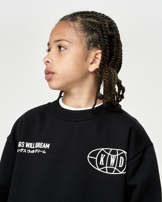 Kids Studio Duo Line Crew Sweat Black