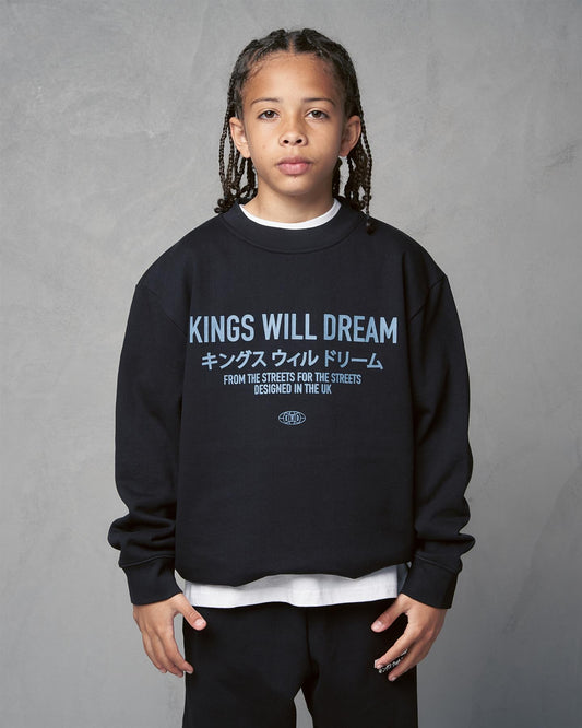 Kids Studio Stacked Crew Sweat Black