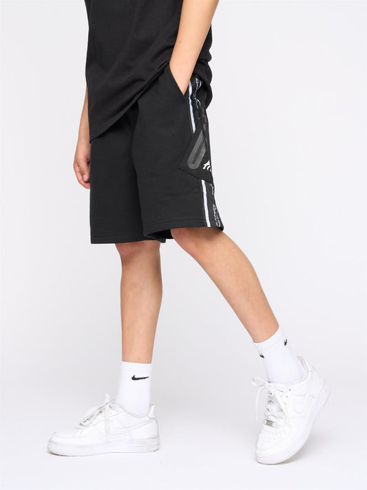 Kids Techy Taped Cargo Shorts Black