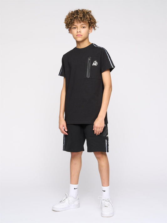 Kids Techy Taped Cargo Shorts Black