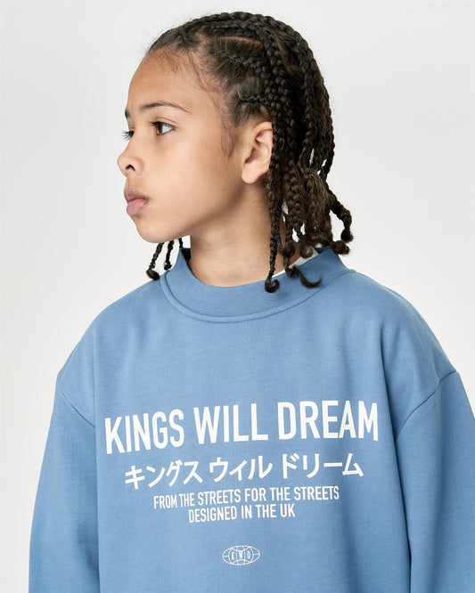 Kids Studio Stacked Crew Sweat Blue