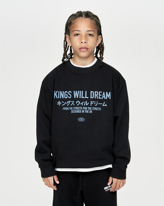 Kids Studio Stacked Crew Sweat Black