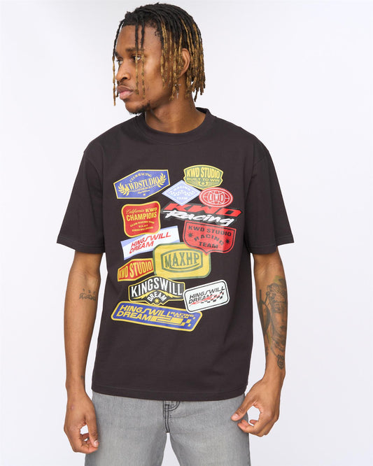 Race Badges Oversized T-Shirt Black