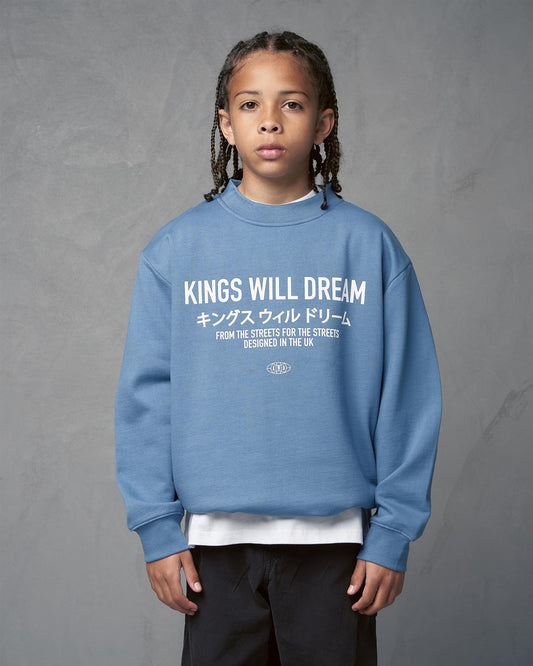 Kids Studio Stacked Crew Sweat Blue