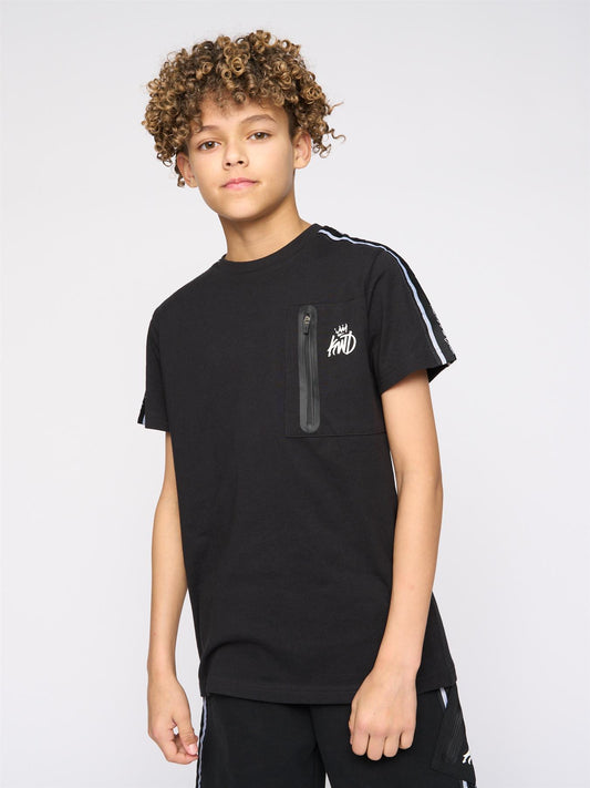Kids Techy Taped Cargo T-Shirt Black